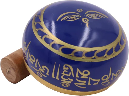 Miniatura 3 de DharmaObjects ~ Juego de cuencos tibetanos OM MANI con mazo, cojín de brocado y bolsa de transporte, para meditación, curación de chakras, oración