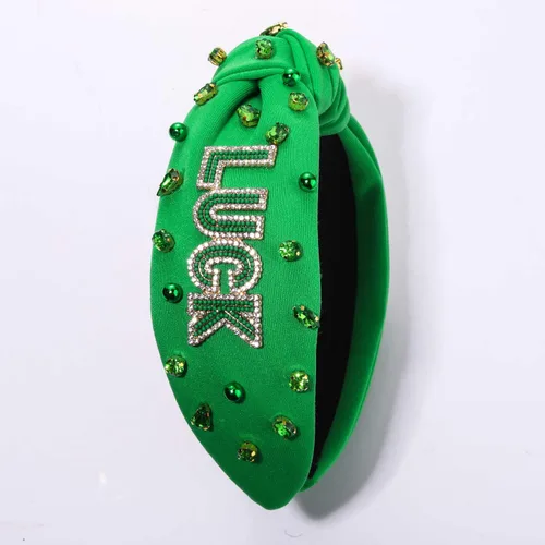 Miniatura 6 de mokkia Diadema para el día de San Patricio para mujer, diadema de trébol verde, diadema de cristal con diamantes de imitación anudada, accesorios