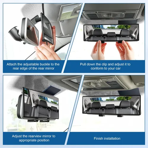 Miniatura 5 de SINGARO Espejos retrovisores interiores, accesorios universales de 10 pulgadas, gran angular para reducir el punto ciego de manera eficaz