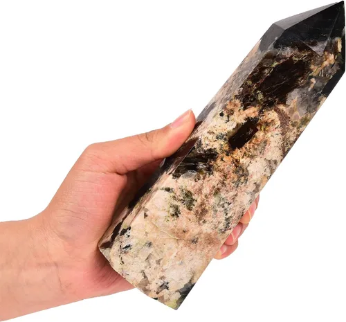 Miniatura 13 de AMOYSTONE Obelisco de Piedra de Sangre Africana Varita de Cristal Curativo Grande Torre Columna Facetada de 6 Lados Reiki Chakra Meditación Terapia