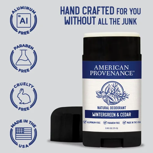 Miniatura 2 de American Provenance Desodorante totalmente natural para hombres y mujeres, desodorante sin aluminio que dura todo el día, fabricado en los Estados