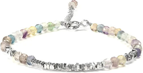 Miniatura 8 de Pulsera de cuentas de cristal natural de plata 925 hecha a mano. Joyería energética de piedras preciosas facetadas para mujeres, regalo