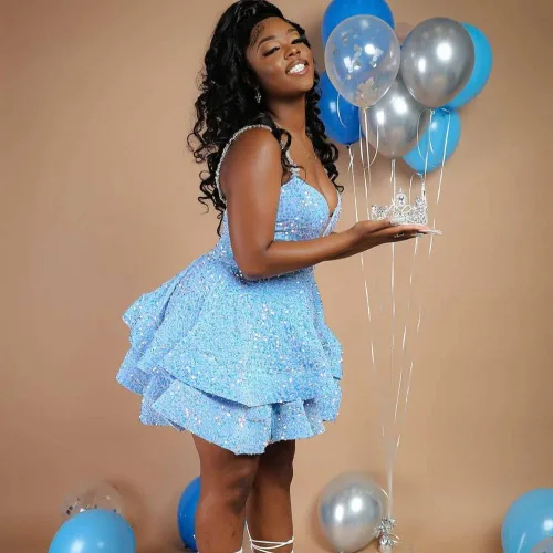 Miniatura 5 de Vestidos de lentejuelas para adolescentes, con tirantes delgados, brillantes, sexy, sin espalda, ajustados, cortos, vestidos de cóctel 2024