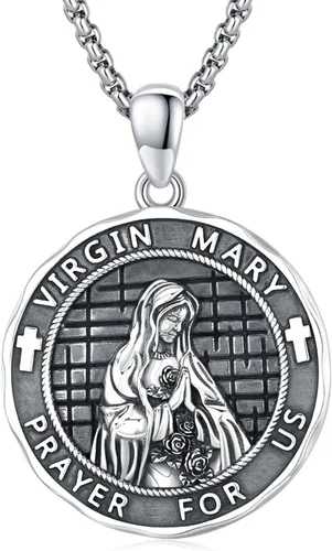 Miniatura 326 de Collar con colgante de plata de ley 925 con medalla de San Patrón, joyería religiosa para hombres y mujeres, con cadena de acero inoxidable 316L