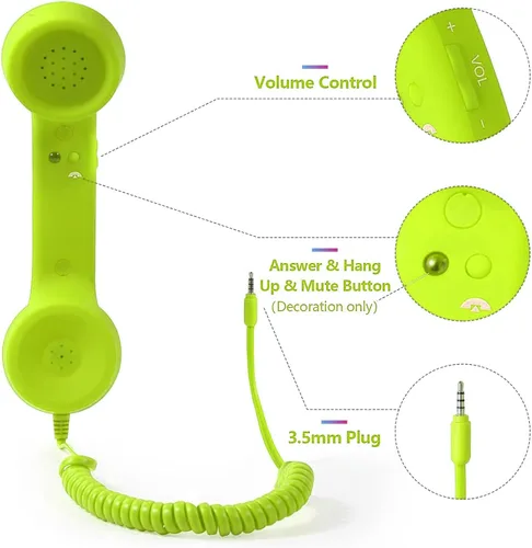 Miniatura 2 de Auricular retro para teléfono celular, auriculares antiguos para responder llamadas, colgar llamadas, rechazar llamadas, rechazar, redireccionar