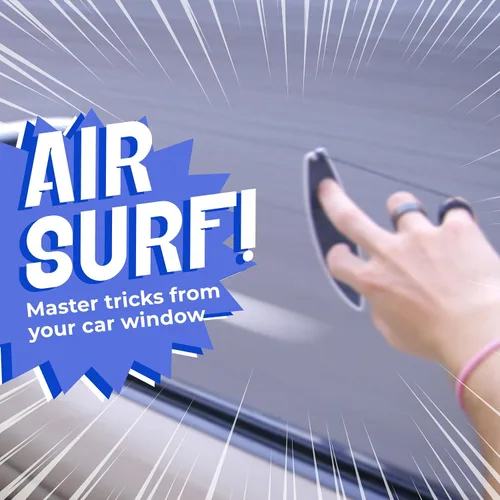 Miniatura 6 de Tabla de surf de dedo Windeck – Juguete de surf mini de mano azul y rojo con correa y cinta adhesiva Juguete de surf de aire de 5" para paseos