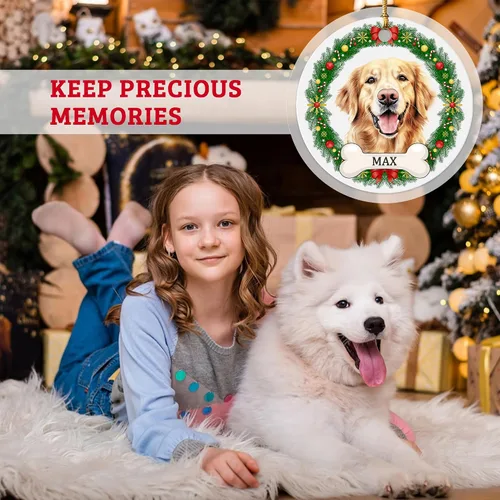 Miniatura 5 de Impreso en EE. UU. Adornos de Navidad personalizados con foto de perro, adorno de árbol de Navidad con nombre y foto de cachorro personalizados