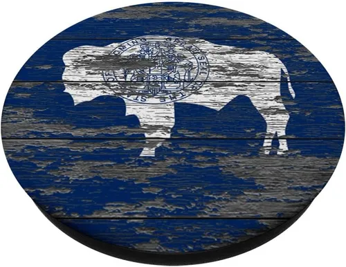 Miniatura 2 de Wyoming Bandera de madera climatizada – PopSockets agarre y soporte para teléfonos y tabletas