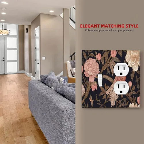 Miniatura 364 de Placa Decorativa de Pared de Granja Rústica con Cuerno de Madera para Puerta de Granero 1 Banda Duplex Cubiertas de Toma Eléctrica Soltera