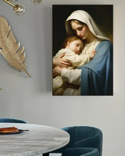 Miniatura 5 de GLOKAKA Lienzo decorativo para pared, pintura al óleo de Santa María, arte de pared de la madre de Jesucristo, Virgen María, Virgen María, Madonna