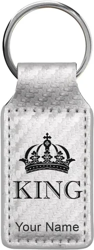 Miniatura 42 de Llavero rectangular, corona de rey, grabado personalizado incluido, Bambú