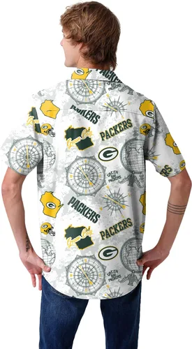 Miniatura 3 de FOCO Men's NFL Team Logo Floral Aloha Tropical Mercader Button Up Shirt