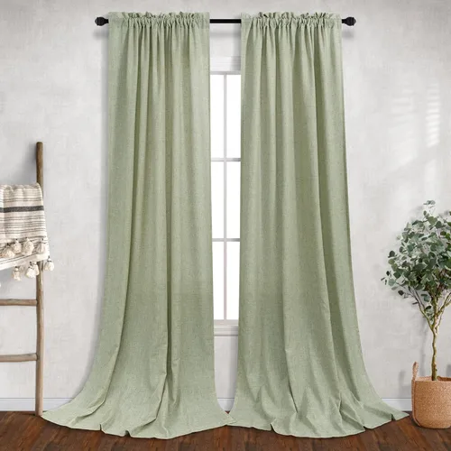 Miniatura 72 de Cortinas blancas puras de 38 pulgadas de ancho para dormitorio, juego de 2 paneles de cortinas de privacidad con bolsillo para barra, cortinas