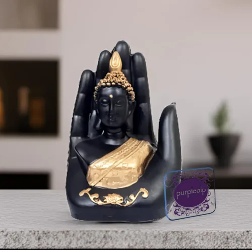 Miniatura 12 de Purpledip Ídolo de resina Lord Buda: Estatua para decoración de meditación (11027A)