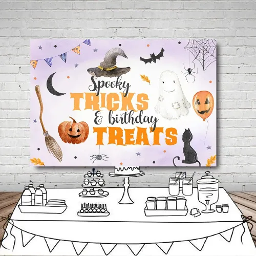 Miniatura 4 de MEHOFOND Cartel de fondo de fiesta de calabaza de otoño de 8 x 6 pies para Acción de Gracias, Halloween, trucos espeluznantes y golosinas