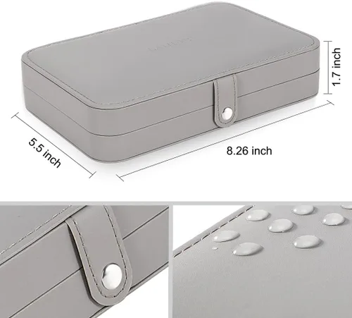 Miniatura 6 de LANDICI - Caja de joyería pequeña para mujeres y niñas, estuche organizador de joyería de viaje de cuero PU, soporte portátil para almacenamiento