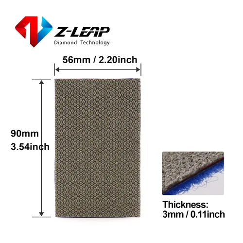 Miniatura 2 de Hoja de papel de diamante galvanizado papel de lija gancho y bucle respaldo de nylon para pulido a mano vidrio porcelana cerámica 4 piezas