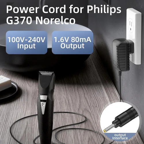 Miniatura 4 de Cable de alimentación de 1.6 V para Philips Norelco G370 G250 G270 G290 G380 D350 G390, G470, G480 cargador de repuesto para Philips barba