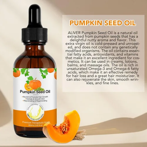 Miniatura 8 de Aceite de semilla de calabaza para el crecimiento del cabello, puro y natural, prensado en frío, hidratante y reparador de cabello seco y dañado