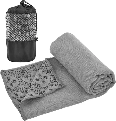 Toallas de yoga, toalla antideslizante para esterilla de yoga caliente con puntos de agarre, manta de yoga de microfibra suave súper absorbente para