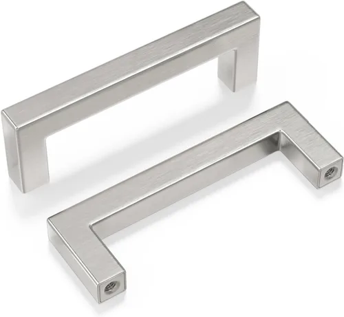 Miniatura 46 de Goldenwarm 1 paquete de manija cuadrada negra para cajones de gabinete de barra, de acero inoxidable, herrajes modernos para gabinetes de cocina