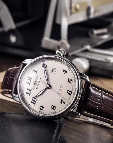 Miniatura 4 de Zeppelin 7684-5 Reloj cronógrafo de cuero marrón para hombre, Negro -, Moderno