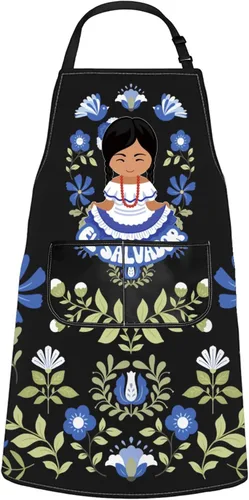 WCGXKO Delantal de cocina inspirado en El Salvador, regalo de arte floral salvadoreño, mercancía de flores de El Salvador