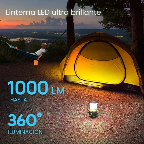 Miniatura 2 de Linterna de camping Consciot LED con alimentación por batería, 1000 lúmenes, 4 modos de luz, linterna portátil para tienda IPX4 resistente al agua