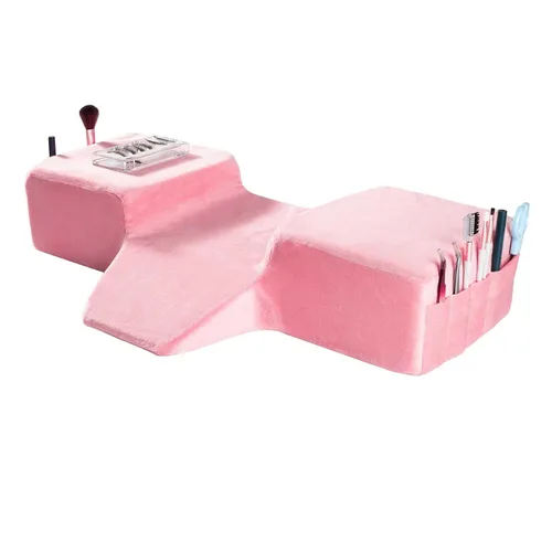Almohada de extensión de pestañas de salón de belleza, almohada de espuma viscoelástica con funda de almohada de terciopelo, curva ergonómica que