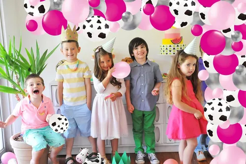 Miniatura 2 de Kit de arco de guirnalda de globos con estampado de vaca, 125 globos plateados metálicos rosa rosa claro para vaquera occidental, cumpleaños, boda