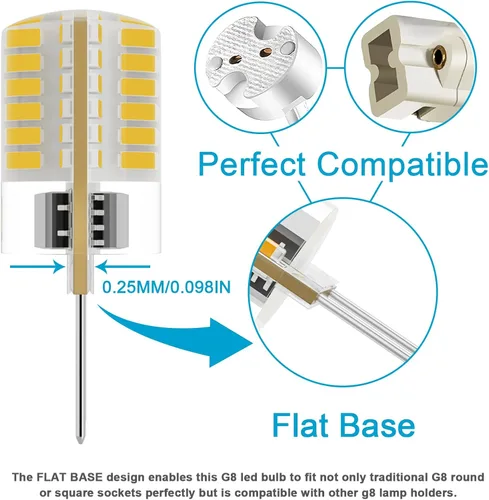 Miniatura 4 de TAIYALOO Bombilla LED G8 regulable de 3 W equivalente a bombilla halógena de 20 W-25 W, base T4 JCD tipo bi-pin G8, blanco natural 4000 K, bombilla