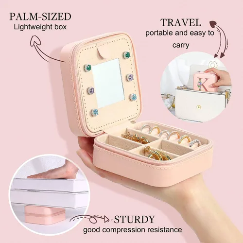 Miniatura 3 de Parima Joyero de viaje Pequeño joyero de viaje para mujeres, adolescentes y niñas, organizador de joyas de viaje, organizador de joyas de viaje