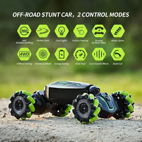 Miniatura 4 de TADOZIC Auto con sensor de gestos de control remoto 4WD, auto de acrobacias RC controlado a mano, vehículo de doble cara rotación de 360° con luz