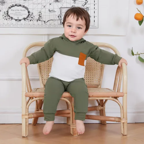 Miniatura 3 de Conjunto de ropa de otoño e invierno para bebé y niño, sudadera larga con capucha y pantalones para niños pequeños, 6, 12, 18, 24 meses, 2T