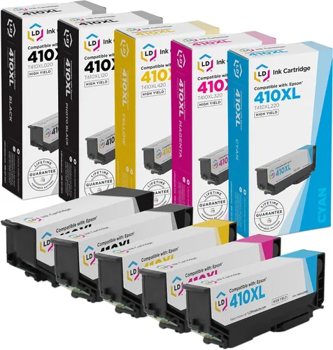 LD Productos Recambios de cartucho de tinta remanufacturados para Epson 410XL High Yield (negro, cian, magenta, amarillo, negro fotográfico, paquete