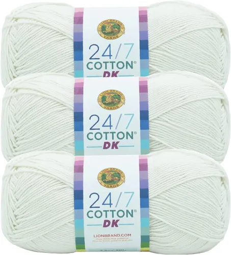 Miniatura 23 de Lion Brand Yarn Estampados DK de algodón 24/7, hilo para tejer, ganchillo y manualidades, azul, paquete de 1 Cotton Yarn for Knitting, Crochet