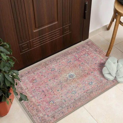 Miniatura 11 de GLN Rugs Traditional Collection - Alfombra de felpilla lavable a máquina, tradicional, antideslizante, alfombra de felpilla de pelo bajo, para sala