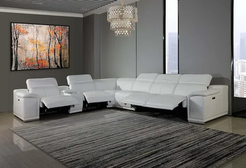 Miniatura 72 de BlackJack Furniture Venice - Juego de sofá reclinable seccional de cuero italiano de grano superior de 12 piezas con 4 reclinables eléctricos