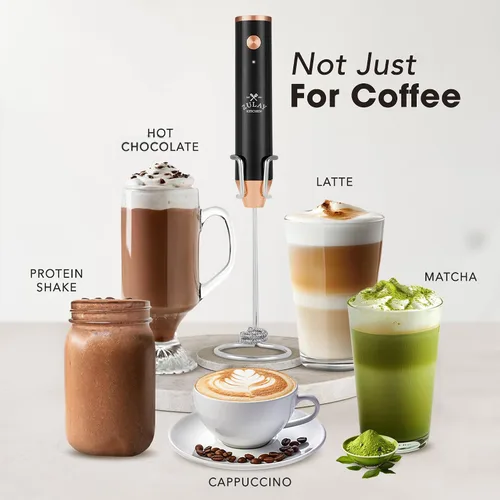 Miniatura 3 de Zulay Kitchen Espumador de leche recargable de mano, varita espumadora, mezclador de bebidas, espumador eléctrico, para capuchinos, matcha y Lux