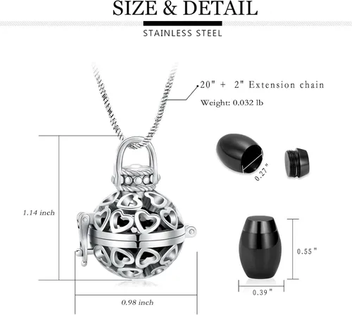 Miniatura 2 de Yinplsmemory Cremation Jewelry Hollow Heart Urn Necklace for Ashes for Women Men with Always In My Heart Memorial Locket Pendant Keepsake Jar