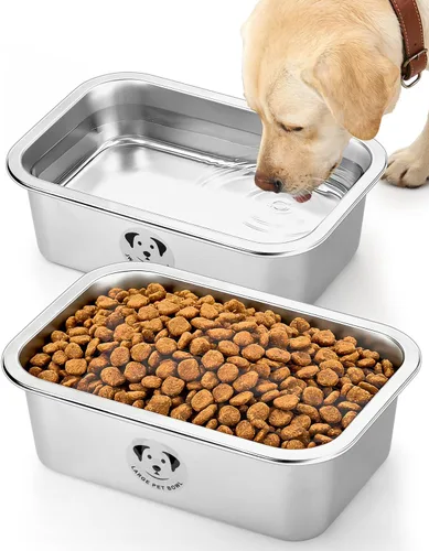 Miniatura 10 de Cuencos de Acero Inoxidable para Perros Grandes, Cuencos de Alimento de Perro de Metal de Alta Capacidad, Cuenco de Comida y Agua para Perros Acero
