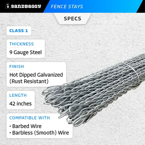 Miniatura 3 de Sandbaggy Estancias de valla de alambre de 42 pulgadas para alambre de púas y sin púas – Acero galvanizado de clase 1 premium (resistente al óxido)