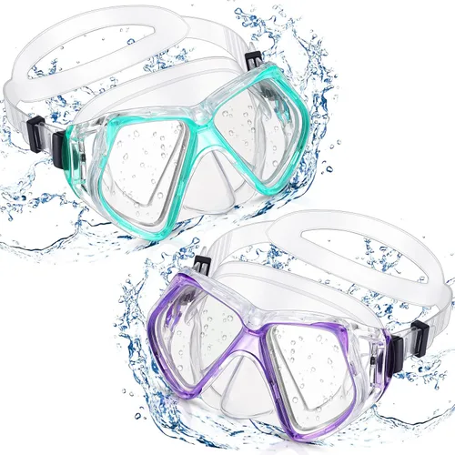 Miniatura 13 de Weewooday 2 gafas de natación para adultos con cubierta para la nariz, antiempañamiento, máscara de buceo, visión amplia, sin borrosidad, vidrio