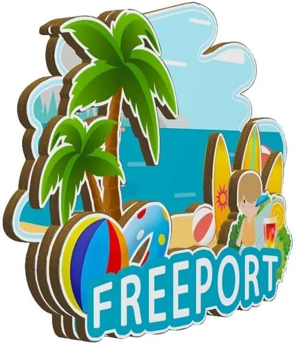 Miniatura 2 de Freeport - Imán para nevera con imán de madera en 3D, monumentos de viaje, coleccionables, recuerdos, decoración hecha a mano -2268