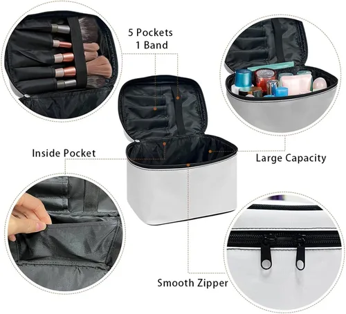 Miniatura 7 de doginthehole Bolsa de maquillaje, bolsa de cosméticos de viaje, bolsa de aseo portátil grande, organizador de accesorios para mujeres y niñas