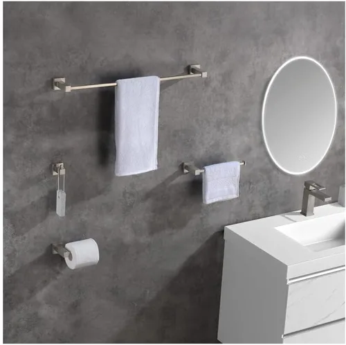 KIBI Cube - Juego de accesorios de baño de 5 piezas, incluye toallero de 24 pulgadas, anillo para toallas, soporte para papel higiénico y ganchos