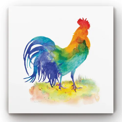 Miniatura 11 de Renditions Gallery Arte moderno de gallina con flores sobre lienzo estirado para decoración de pared