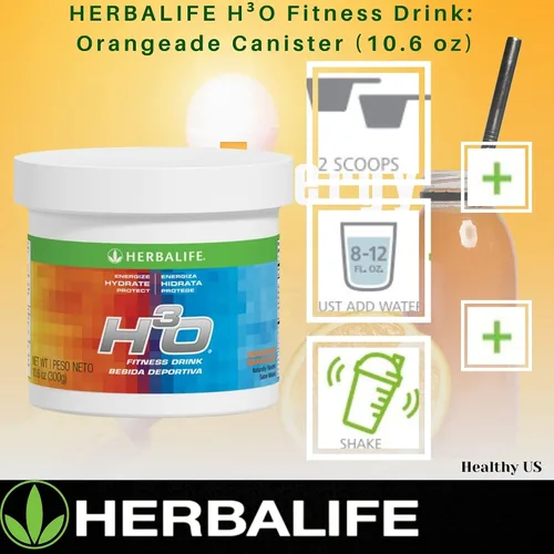 Miniatura 4 de Herbalife H³O Fitness Drink: recipiente de Orangeade de 10.6 oz (300 g), mezcla de carbohidratos para energía inmediata, energiza, hidrata, protege