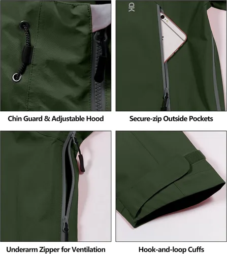 Miniatura 5 de Little Donkey Andy Chaqueta impermeable para hombre, para exteriores, para senderismo, golf, viajes