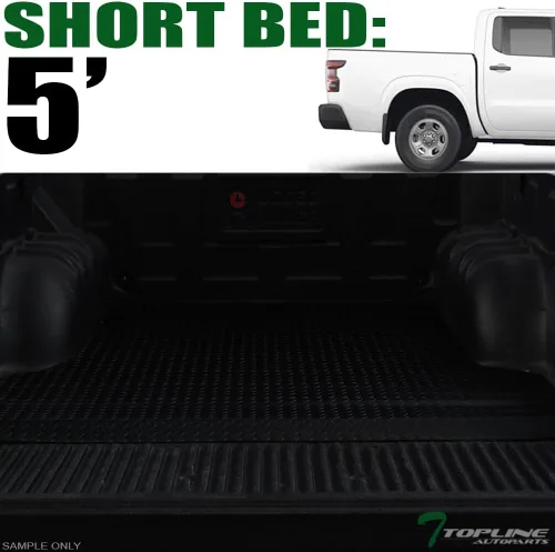 Miniatura 2 de 7422451311390 Compatible con Nissan Frontier D41 2022-2026 de 5 pies (59.5 pulgadas), placa de goma negra con placa de diamante